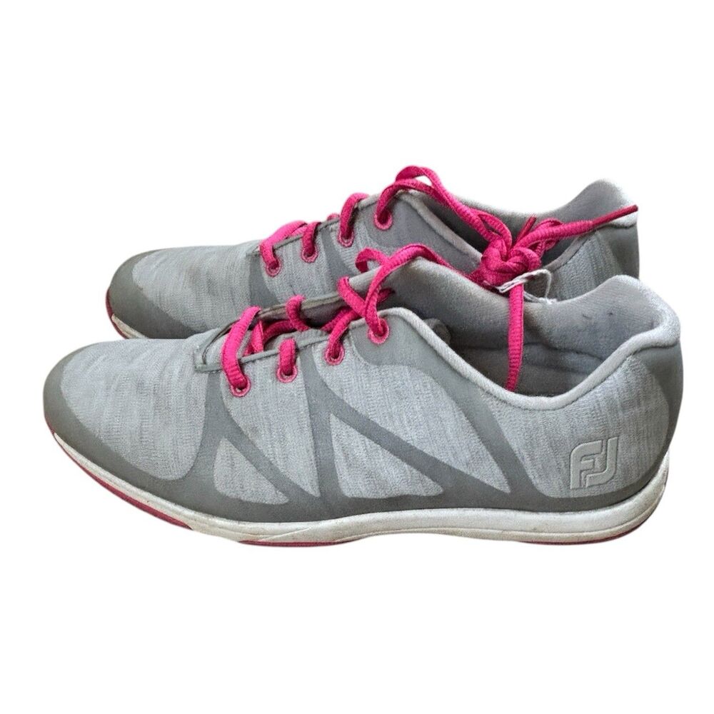 FootJoy Golf Shoes Womens 9.5M Gray Pink Spikeless Athletic Sneakers Style 92903